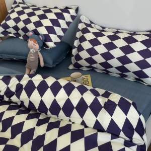 Minimalist Style Washed Cotton Four-Piece Set Single Bed Bedding Quilt Cover Dormitory Three-Piece Set Spring and Autumn Bedding Set LZD