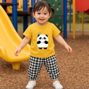 AYDA - SETELAN ANAK SERLI LUCKY PANDA TERBARU / SETELAN ANAK PANDA TARTAN 1-3 TAHUN