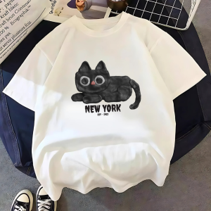 88kOutlet Baju Atasan Wanita Terbaru Korean style 100% Cotton 24S - Motif Black Cat style