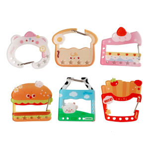 Cartoon Burger And Carabiner Clip With Secure Lock Fashion Keychain Key Holder For Daily Essential