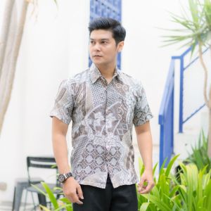 Kemeja Batik Lengan Pendek Baju Kantor Motif Hem Batik M L XL