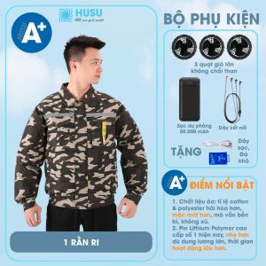 Áo điều hòa áo gắn quạt (3 quạt) loại A+ cao cấp làm mát chuyên dụng cho người đi làm - HUSU