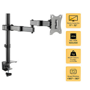 ขาตั้งจอ แขนอลูมิเนียม Gas Spring แขนเดี่ยว/แขนคู่ ปรับ 360° แบบ Ergonomics สำหรับจอ 13-27นิ้ว & โน๊ตบุ๊ค (ติดตั้งโต๊ะ)