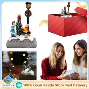 Jocestyle 1Pc Christmas Miniature Resin House Ornament with LED Light for Parties