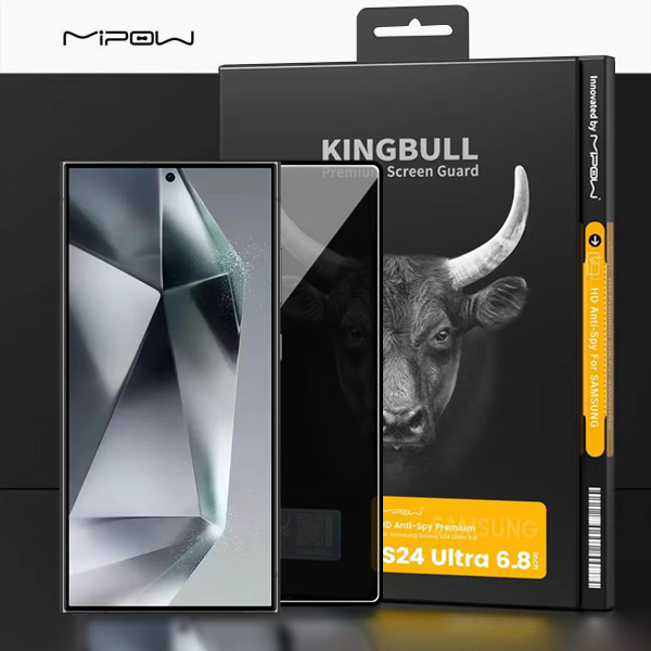 Kính Cường Lực Chống Nhìn Trộm Mipow Kingbull Anti-Spy Dành Cho Samsung Galaxy S24 Ultra, chính hãng