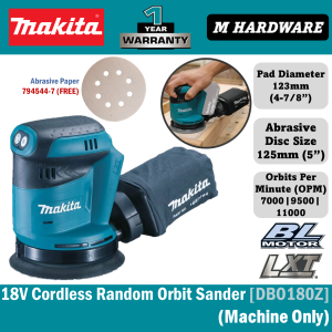 MAKITA 18V Cordless Random Orbit Sander 125 mm (5") DBO180Z / DBO180