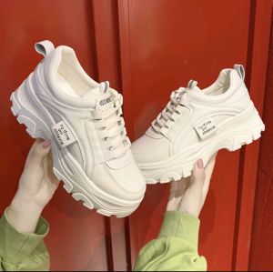 Sneakers Putih Platform Tinggi Korean Style Ufline ukuran 36-40 Sepatu Sekolah Wanita putih hitam