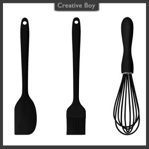 [Creative] 3 cái bộ Silicone Baking Set bánh kem thìa scraper bếp hộ gia đình trứng Whisk thịt nướng dầu bàn chải tiện ích nhà bếp Nguồn cung cấp