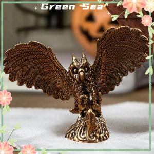 Green sea 1 Piece Animal Home Decoration Alloy Owl Statue Miniature Tea Pet Art Craft Tabletop Trinket DIY Accessories Gift