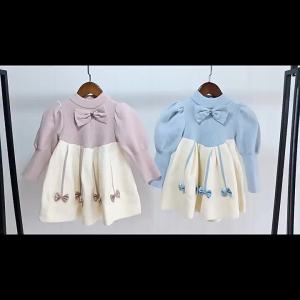 Girls Sweater Dress Childrens Clothing Sweater Knitted 2026 Autumn and Winter New Bowknot Little Style Sweet Princess Dress