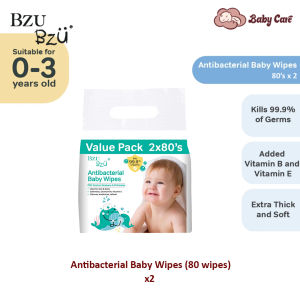 BZU BZU Anti Bacterial Baby Wipes Ultra Gentle Fragrance Free Baby Wet Wipes Cotton Towel