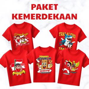 Paket Baju Kaos Anak Kemerdekaan 17 Agustus Karakter Anak Laki Laki Motif Random Umur 1 - 10 Tahun