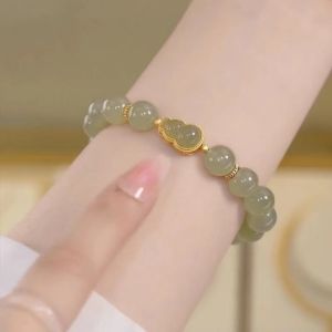【Selling at a loss】Cinnabar Bracelets Natural Purple Gold Sand Hand String Gourd Gold Inlaid Jade Bracelet Ancient Style Fortune Bracelet Year Talisman Gift for Girlfriend Best Friend Hand String New Year Gift