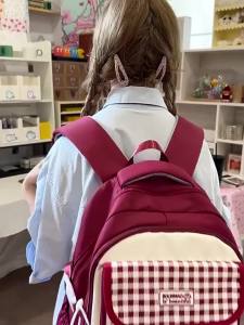 Highly Attractive Cute Girls Plaid Ita Bag Backpack ins School bag for college middle and high school students large capacity backpack