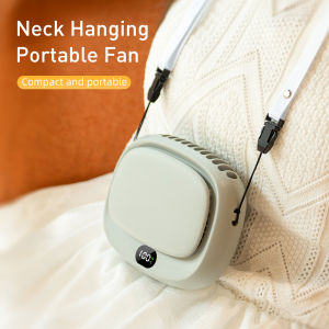 Wayismell Portable Neck Fan with Digital Display – 4 Speeds + Natural Wind Mode 1800mAh Battery Hanging & Desktop Use