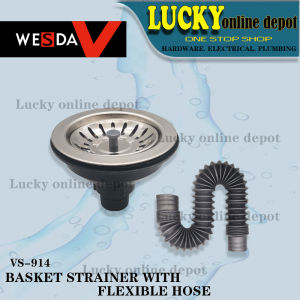 STAINLESS STEEL BASKET STRAINER SINK WITH FLEXIBLE  HOSE SET WS534