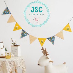 Korean Version ins Flower Pennant 9 Pcs Pennant Banner Triangle Flag For Party Birthday Baby Shower Decoration