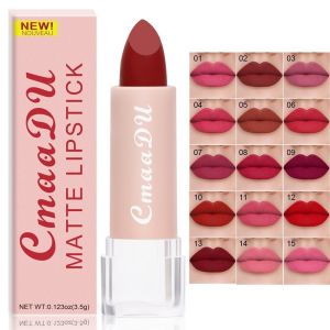 JAYQQ 15 Color Matte Lipstick Waterproof Long Lasting Red Lip Stick Cosmetic Not Fading Nude Matte Lipstick Women