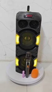 BTS 2238 dual 6.5*2Inch Karaoke Bluetooth Speaker with Rechargeable Wireless Mic MIC jack BTS KTS