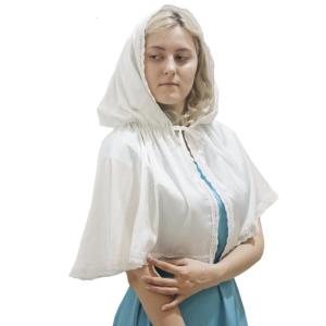 Lace Shawls Lace Chapel Veil White Hooded Cloak Wrap Lady Mantilla Princess Costume Photography Hoodie for Masquerade