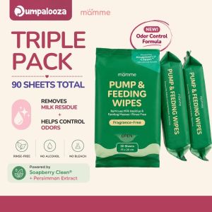 [TRIPLE PACK] Mamme Pump & Feeding Wipes Fragrance-Free | 90 Sheets | Breast Pump & Bottle Wipes
