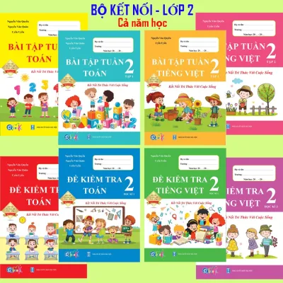 Sách - Trọn Bộ Bài Tập Tuần Đề Kiểm Tra Toán và Tiếng Việt Lớp 2 - Kết Nối - Cả năm học (8 quyển)