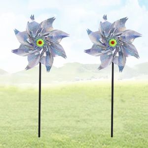 NOBLELYN Weatherproof Bird Repeller Pinwheels Sparkly Anti Birds Scarecrow Pinwheel Durable Multifunction Anti Birds Windmill for Garden