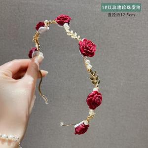 Rose Headband 🎀 玫瑰花发箍发带 Cekak Rambut Ros Headband Bunga Gaya Perancis Aksesori Rambut Vintage Flower Hairband Cute Hair Accessories