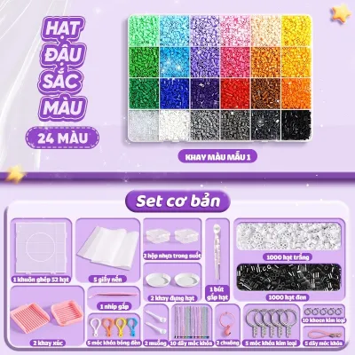 Hạt Đậu Ủi Nhiệt 96 Màu 2.6mm – Bộ Xếp Hình DIY Handmade Cho Bé Kèm Bàn Ủi Mini Đồ Chơi Sáng Tạo