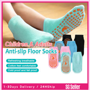 [SG Stock] Kids Adults Anti-Slip Socks Elastically Breathable Yoga Sports Cotton Floor Socks Kids Girl Boy Pilates Sock Anti Slip