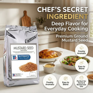 McCormick Mustard Seed Ground 1kg Foil Pack - Freshly Aromatic - Easy to Blend - Perfect for Home & Restaurant Use