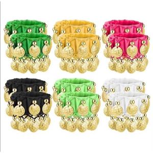 2/1PCS Indian Belly Dance Wrist Bracelets Chiffon Gold Coin Belly Dance Accessories