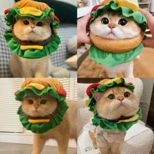 COOLSOOL Cross Dressing Pet Burger Hat Cosplay Hamburger Dog Costume Hat Party Funny Cat Headgear for Small Dog