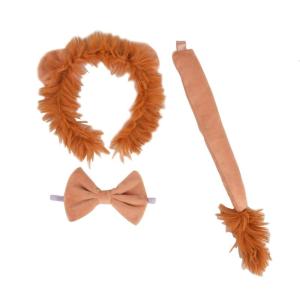 Lion Costume Set Lion Ears Headband Tail Bowtie Halloween Costumes Cosplay Party Children Day Stage Performances Props
