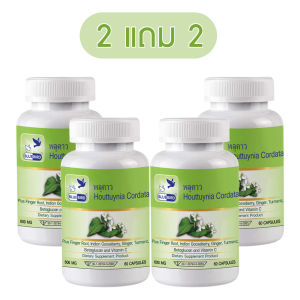 1 แถม 1 พลูคาว คาวตอง Cordata ตรา บลูเบิร์ด ขนาด 600 มก. 60 แคปซูล