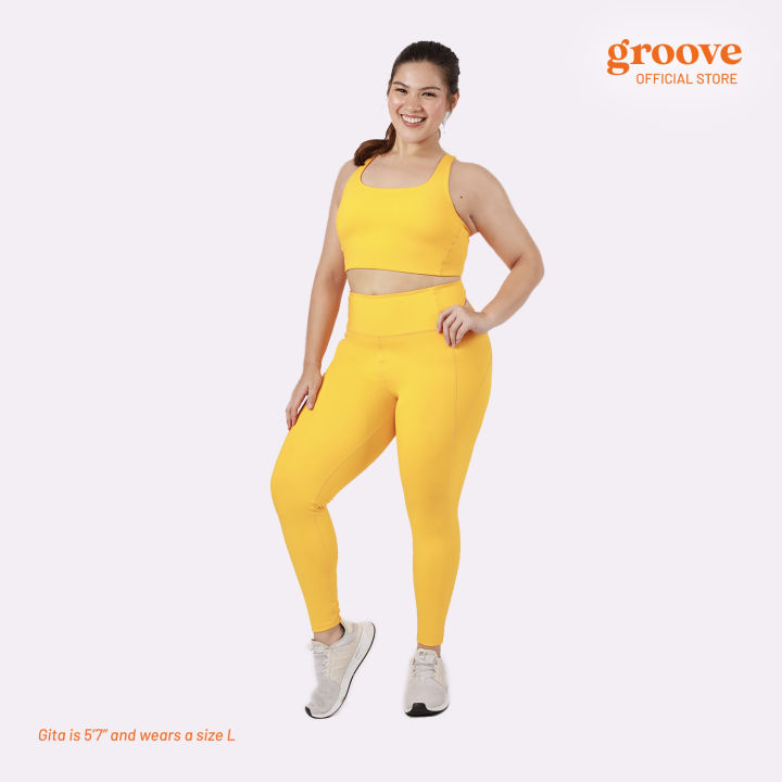 Groove Activewear Basic Compressive Tights (Lemon) [Leggings Yoga