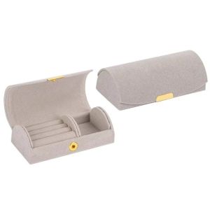 XIJIBAN Vải nỉ Hộp đựng trang sức Khóa bấm Lớp lót mềm mại Hộp đựng nhẫn Di động Nội thất khoang chứa Hộp đựng trang sức du lịch dành cho nhẫn
