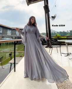 ( VM ) - Dress Muslim Fashion Terbaru / Gamis Brukat Kombinasi Panjang Busui 650# Jessie Collection