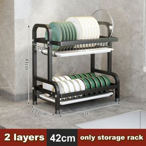2/3 Tiers Dish Drying Rack Stainless Steel Dish Rack with Utensil Holder Dish Drainer Kitchen Storage Rack