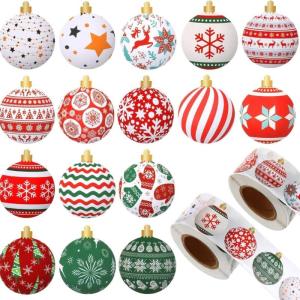500 Counts Christmas Decorative Sticker Adhesive Wrapping Labels for Christmas Present Box Candy Bag Home Decoration