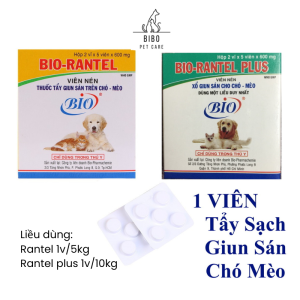 1 Viên tẩy giun chó mèo BIO RANTEL Giúp tẩy sạch giun sán ở thú cưng dùng 1 liều duy nhất - Medipet