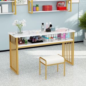 Manicure Table Light Luxury Double deck Manicure workbench Multi-function dresser for two