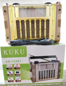 GDLITE KUKU AM-339BT Rechargeable Radio with Emergency Light Bluetooth Radio FM AM SW USB/TF PLAYER