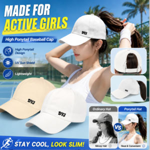 Womens Ponytail Baseball Cap Hollow Out Sun Hat UV Protection Breathable Sports Cap Adjustable Snapback Summer Outdoor Hat