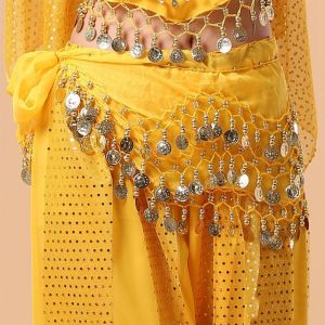 HOUMENG Elegant Hipskirt Belt Adjustable Thailand Dance Tassel Coins 3 Row Arab Dance Women Waist Belt Dance Hip Scarf Waistbands Belly Dance Belt