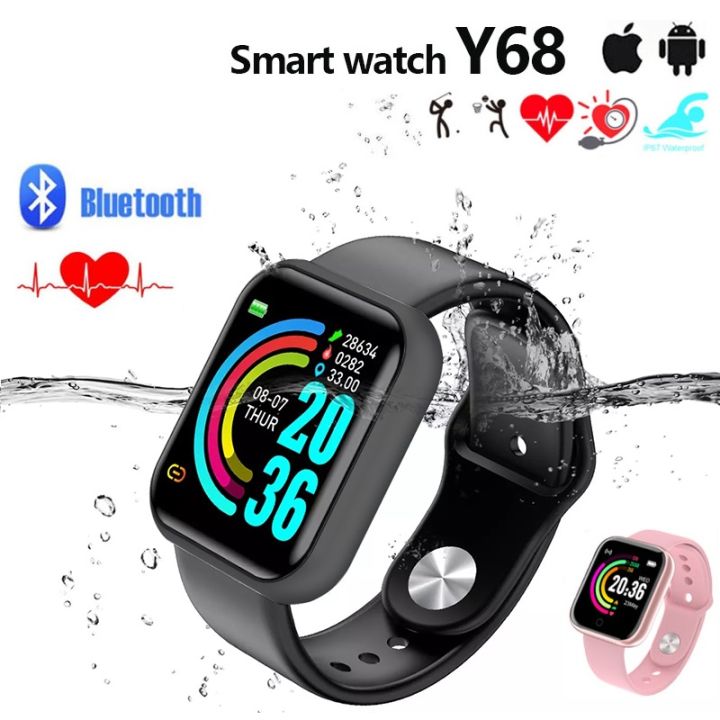 SmartWatch Y68 Sport Tahan Air Smart Bluetooth Watch Heart Rate