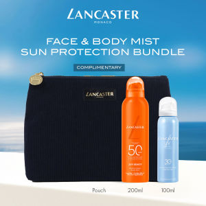 [WORTH $145 | NOW $109] Lancaster Face & Body Mist Sun Protection Bundle + Complimentary Lancaster Black Pouch | Sun Beauty Body Mist SPF50 200ml + UV Skin Life Daily Face Mist SPF30 PA+++ 100ml