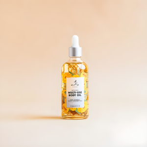 Arka Naturals Multi Use Body Oil 100ml | Jojoba Avocado Almond Coconut Oil for Face Body Hair Nails - Rose Globe Amaranth Calendula Jasmine Lavender Scents Massage Perfume Base
