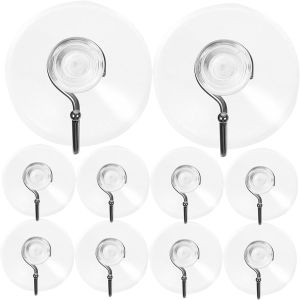 Luxshiny 10pcs Transparent Suction Cup Hooks Strong PVC Hangers for Kitchen Bathroom for Glass Doors Easy to Install for Towels Bathrobes and Shower Curtains