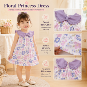 AILEBE Kids Dresses Four Way Stretch Puffy Collar Sleeveless Princess Dress Soft Breathable Summer Wear Cute Elegant OOTD Pambahay For Baby Girls 0-13 Years Perfect For Daily Parties Photoshoots